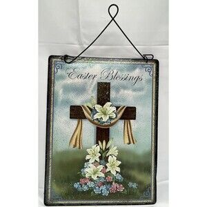 Easter Blessings Wood Hanging Plaque Wall Door Hanger Sign Decoration